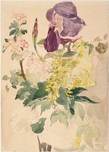 Blomsterstykke med Iris, Laburnum og Geranium, 1880 af Édouard Manet