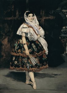 Fuld længde portræt af Lola de Valencia - olie på lærred af Édouard Manet
