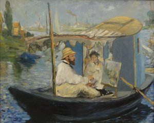 Tysk: Die Barke Claude Monet maler i sin atelierbåd af Édouard Manet