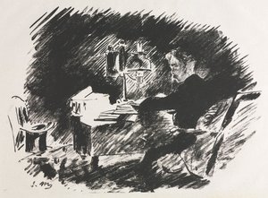 Illustration til The Raven af Edgar Allan Poe af Édouard Manet