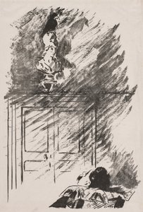 Illustration til The Raven af Edgar Allan Poe. af Édouard Manet