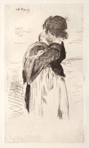 Den lille pige holder en baby af Édouard Manet