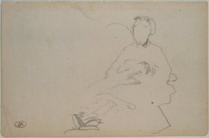 Manet - Skitse af en siddende kvinde (blad fra en skitsebog), ca. 1864-1868 af Édouard Manet