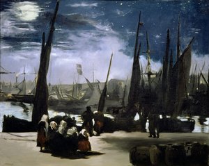 Måneskin i Boulognes havn, 1868 af Édouard Manet