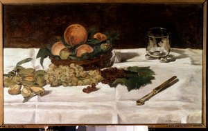 Stilleben, frugter på et bord Maleri af Edouard Manet (1832-1883) 1864 Søn. 0,45x0,73 m Paris, musee d