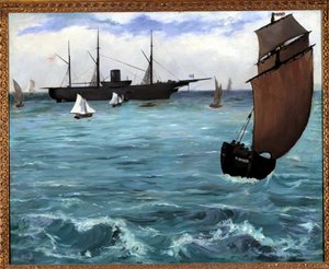 Det amerikanske skib Kearsarge har Boulogne sur mer maleri af Edouard Manet (1832-1883) 1864. Privat samling af Édouard Manet