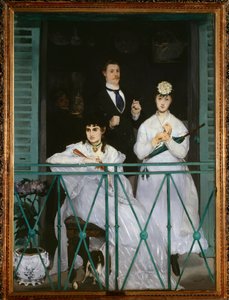 Balkonen (portrætter af Berthe Morisot, Fanny Claus, Antoine Guillemet og Leon Leenhoff) - olie på lærred af Édouard Manet