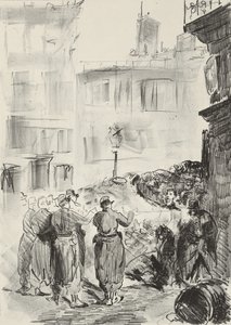 Barrikaden, 1871, trykt 1884 af Édouard Manet