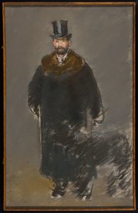Manden med hunden, ca. 1882 (pastel på lærred, præpareret med grå gouachemaling) af Édouard Manet