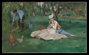 Familien Monet i deres have i Argenteuil af Édouard Manet