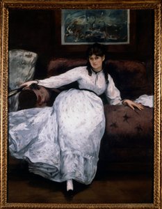 Resten (Portræt af kvindemaleren Berthe Morisot på en sofa) Maleri af Edouard Manet (1832-1883) 1870 Providence. Kunstmuseet af Édouard Manet