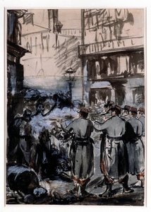 By 1871: "" barrikaden"" Tegning af Edouard Manet (1832-1883) 1871 Dim. 46,2 x 32,5 m af Édouard Manet