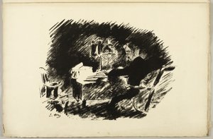 Under lampen ("Once upon a midnight dreary..."), fra The Raven (Le Corbeau) af Édouard Manet
