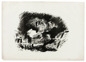 Under lampen ("Once upon a midnight dreary..."), fra Ravnen (Le Corbeau) af Édouard Manet