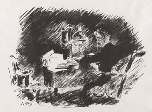 Under lampen, fra Stéphane Mallarmés oversættelse af Edgar Allan Poes Ravnen af Édouard Manet