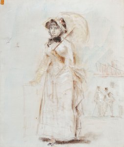 Kvinde, der går med åben paraply; Kvinde ude at gå med en åben parasol, 1880 af Édouard Manet