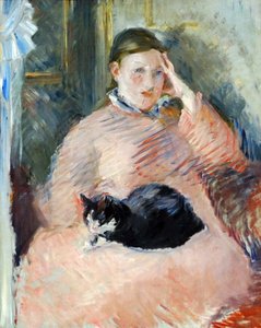 Kvinde med en kat omkring 1880-2, af den franske impressionistiske kunstner, Edouard Manet af Édouard Manet