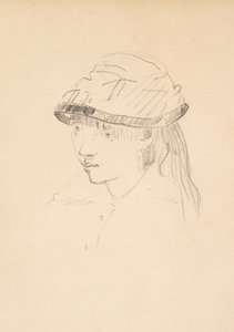 Ung pige med rund hat, 1878-79 (grafit på papir) af Édouard Manet