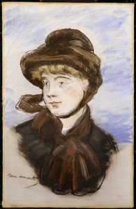 Ung pige i brun hat, 1882 af Édouard Manet