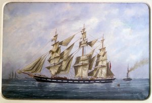 The Rossdhu, tre engelske matter med tørsejlende akvarel af Edouard Adam (1847-1929) 1882 Paris, Musee de la Marine