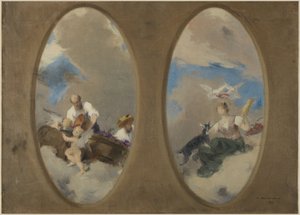 Skitse til rådhuset i Suresnes: Allegori over vin - Chevrière aux colombes (lofter) af Edouard Michel Lancon