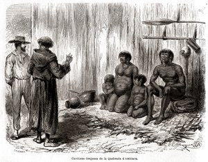 Kristen evangelisering af en familie af Yahuas Orejones-indianere i Peru af Edouard Riou