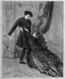 Edmond Dantes et Mercedes - Indgravering af Riou, i "" Greven af Monte Cristo"" (Monte-Cristo) af Alexandre Dumas pere (1802-1870), red. Jules Rouff & Cie af Edouard Riou