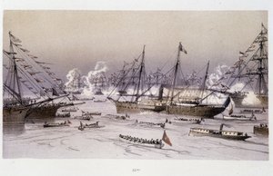 Ørnens indgang til Port Said til indvielsen af Suez-kanalen - i "Through the Isthmus of Suez"" af Riou, Marius Fontaine af Edouard Riou