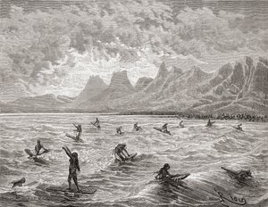 Hawaiians surfer, illustration fra 