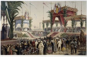 La Tribune des suvereigns i "" Indvielse af Suez-kanalen af ​​G. Nicole. 1869 af Edouard Riou
