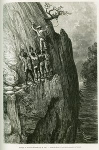 Passage af Infernalskrænten. Gravering af Riou, for at illustrere historien Journey in the Pilcomayo Delta og fra Buenos Aires til Sucre af Edouard Riou
