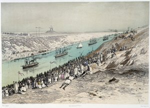 Passage til El-Guisr i "" Indvielse af Suez-kanalen af G. Nicole. 1869 af Edouard Riou