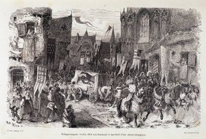 Philippe Auguste (Philippe-Auguste) ønskede at tilbyde pariserne skuet af en triumferende start. sd. 12. århundrede af Edouard Riou