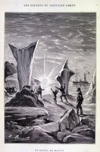 Midnatssolen i "The Children of Captain Grant" af Jules Verne af Edouard Riou