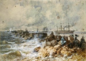 Suez-kanalen, fra et souveniralbum til minde om kejserinde Eugenies rejse (1827-1920) ved indvielsen i 1869 (wc på papir) af Edouard Riou