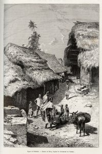 Typer af Pakhala (Elfenbenskysten). Gravering af Riou, for at illustrere historien "" Fra Niger til Guineabugten"" af kaptajn Louis Gustave Binger (1856-1936), i 1887-1889, i Le tour du monde, nouveau journal des voyages, under ledelse af Edouard Cha af Edouard Riou