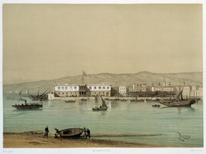 Udsigt over kanalen i "" Indvielse af Canal de suez af G. Nicole. 1869 af Edouard Riou