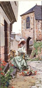 Pariserinde med blomsterkurv (panel)