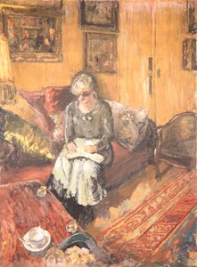 Madame Hessel i Boudoir, Rue de Naples, ca. 1935 (hundesyge på lærred) af Edouard Vuillard