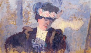 Madame Hessel iført en hat dekoreret med blomster, ca. 1905