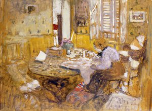 Madame Vuillard læser i spisestuen, rue Truffaut; Madame Vuillard læser i rummet? Eating, rue Truffant, 1903 af Edouard Vuillard