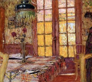 Madame Vuillard i spisestuen, Vaucresson, ca. 1919-25 (olie på plade) af Edouard Vuillard