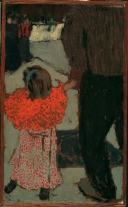 Pige med rødt tørklæde af Edouard Vuillard