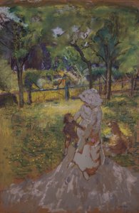 Mor og barn i morgenhaven i frugthaven, 1909-1911. af Edouard Vuillard