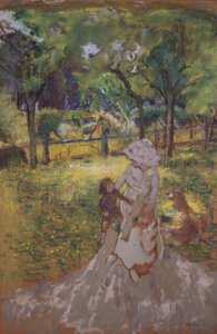 Mor og barn i haven af Edouard Vuillard