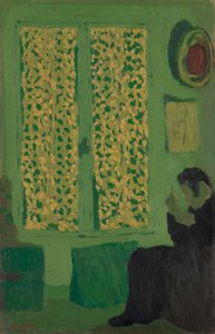 Det grønne interiør, 1891 (olie på pap, monteret på vugget træ) af Edouard Vuillard