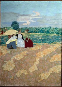 De offentlige haver: Samtalen (i midten) (detalje af triptykonen) af Edouard Vuillard