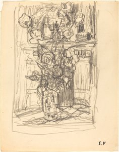 Vase med blomster af Edouard Vuillard