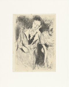 Kvinde sidder på en stol Jeune femme acoudée af Edouard Vuillard