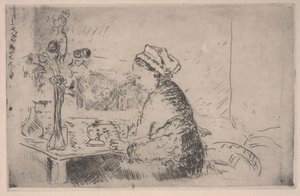 Kvinde med en buket, ca. 1924 (radering) af Edouard Vuillard